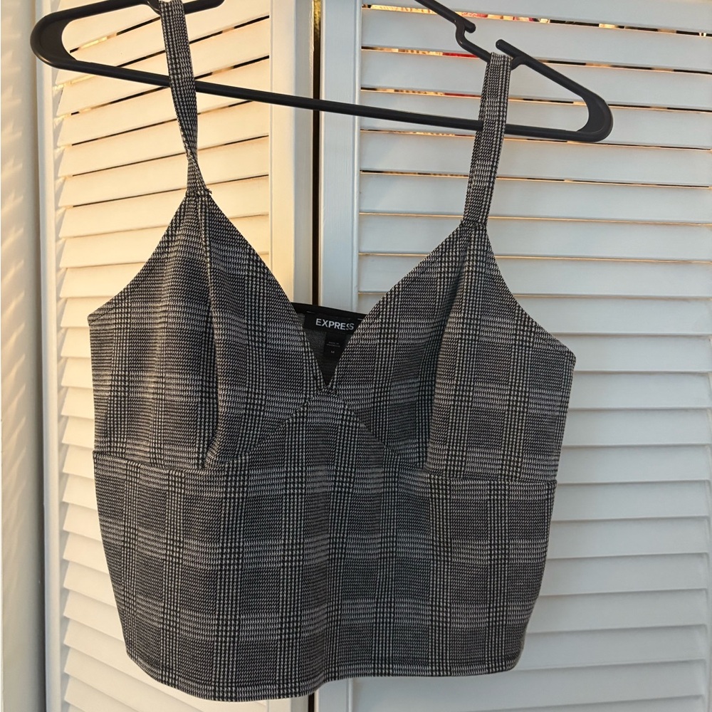 Express Monochrome Plaid Crop Top